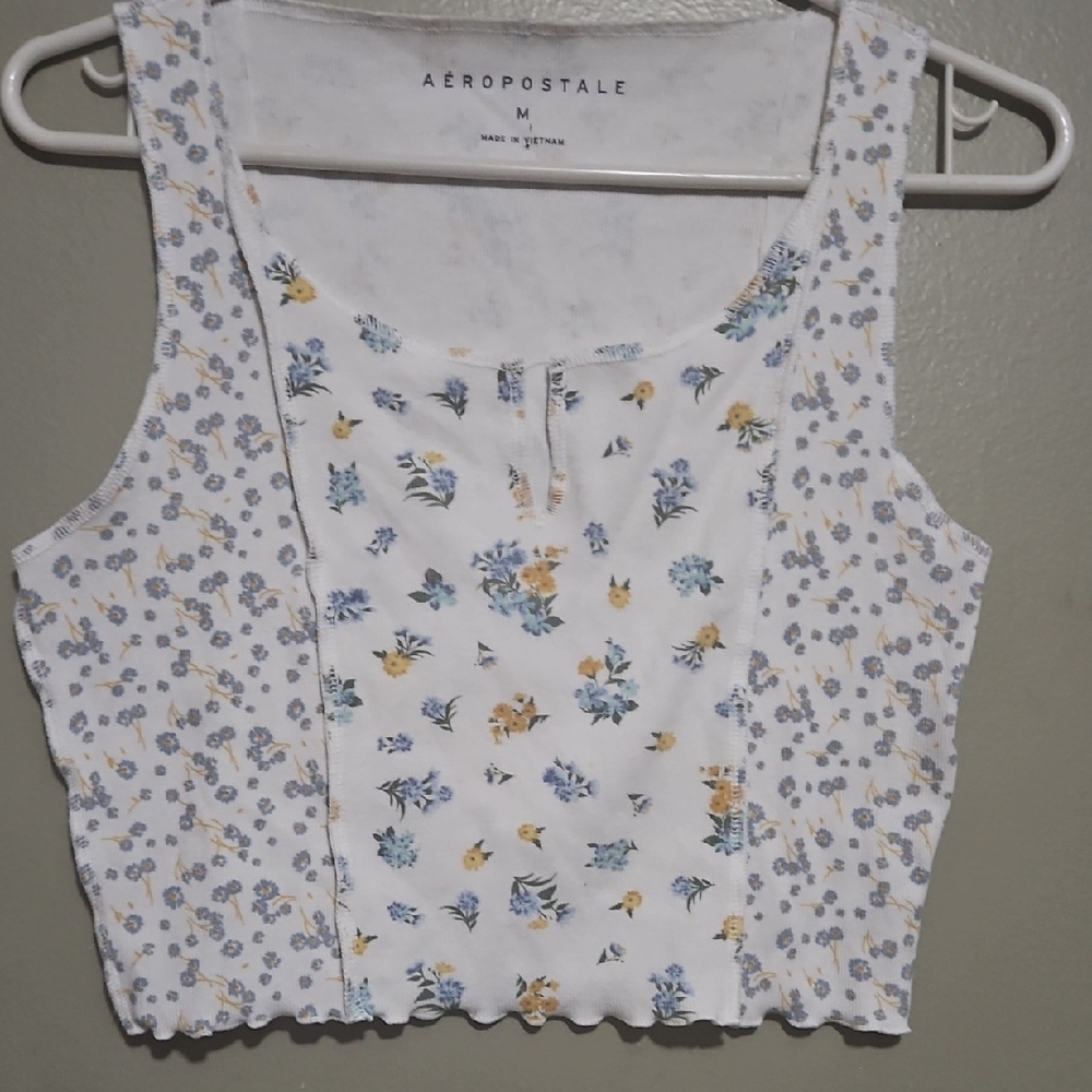 Aeropostale White Cream Sleeveless Crop Tank Top